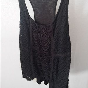 Black Tank Top With Crochet Detail